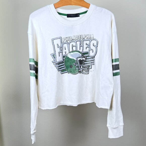 JUNK FOOD Women’s Philadelphia Eagles Kickoff Crop Crew Fleece. Size M - Picture 4 of 10